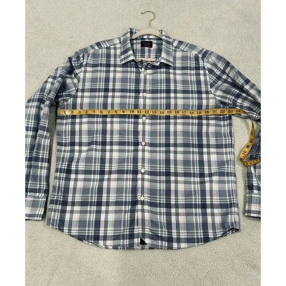 UNTUCKit Dureza WF Men's XL Blue Gray White Plaid Long Sleeve Button Shirt - Picture 5 of 6